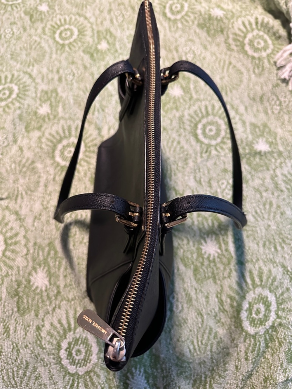 Michael Kors Black Saffiano Leather Tote with Logo Charm - Picture 6 of 10